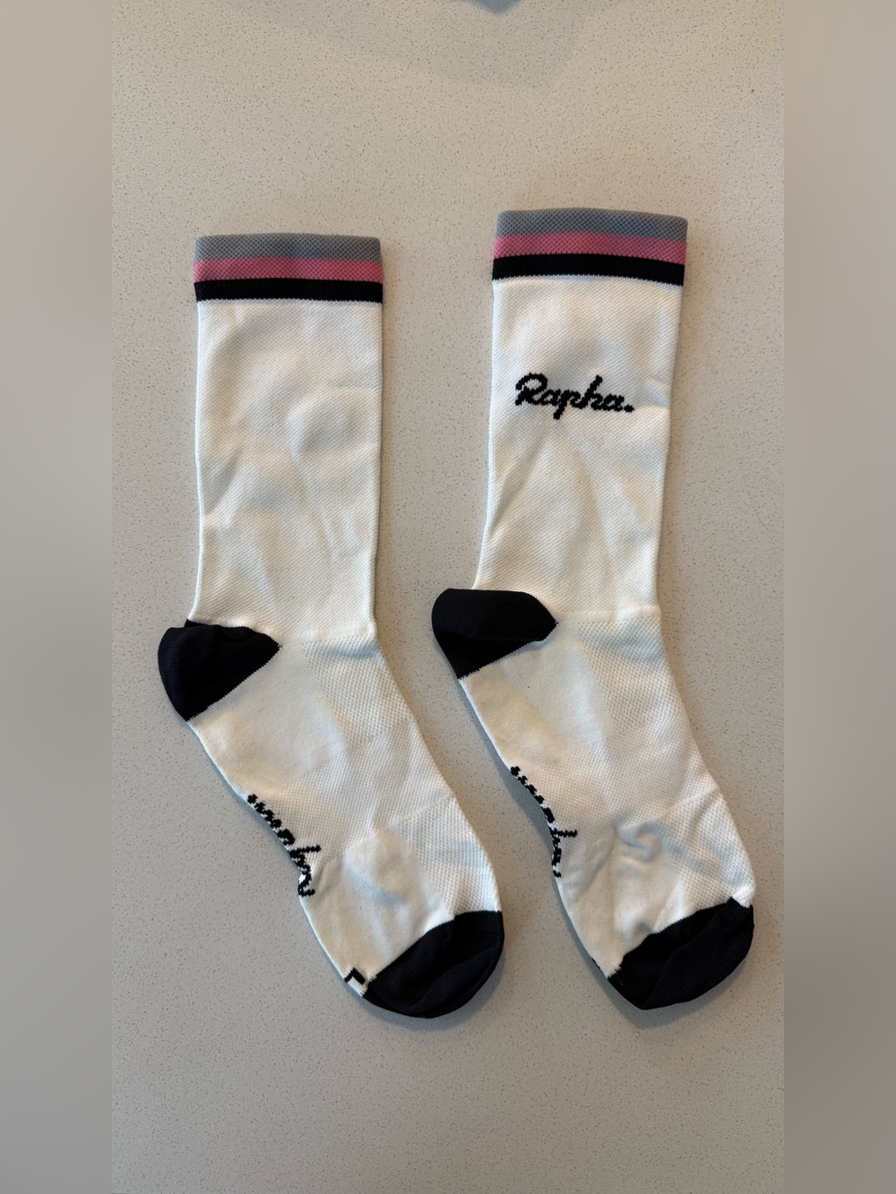 NWOT Rapha Logo Socks White/Black/Pink X-Large